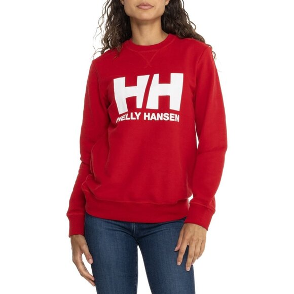 Helly Hansen Women's Logo Sweatshirt Organic Cotton Red Pull Over Size XS - Picture 1 of 3